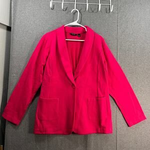Susan Graver Weekend Regular Marina Knit Blazer Rich Fuchsia Size X-Large